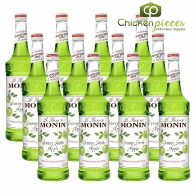 Monin Premium Granny Smith Apple Flavoring Syrup – Crisp Tart-Sweet Green Apple Pulp Essence & Brilliant Emerald Green Hue, 750 mL (25.36 oz) Glass Bottle – Wholesale 12/Case Master Pack