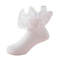 thumbnail image 4 of Hpapadks Baby Girl Socks Ripple Ruffle Rainbow Color Breathable Lace Floor Socks White 4-6 Years, 4 of 5