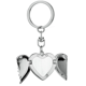 thumbnail image 1 of White Wood venas pattern background Llavero de alas de ángel en forma de corazón, 1 of 3