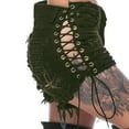 thumbnail image 2 of Women's Side-Tie Denim Shorts with High Slit Design, Adjustable Lace-Up Details for Sexy Summer Style,Army Green L, 2 of 5