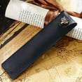 thumbnail image 5 of 2 Pcs Genuine Leather Pen Pouch Holder Case with Snap Button for Rollerball, Black & Brown, 5 of 7