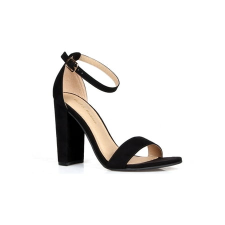 

ShoeLaLa Two Piece Chunky Heel Sandals in Black