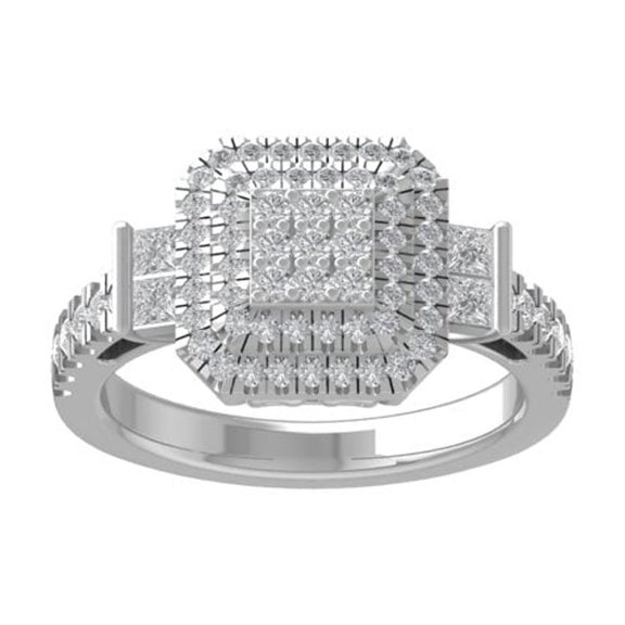 ARAIYA FINE JEWELRY Sterling Silver Round and Round-shape Diamond Cluster Band Ring (3/4 cttw, I-J Color, I2-I3 Clarity) Size 8.5