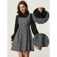 thumbnail image 2 of DARING DIVA Sleeveless Square Neck Button Plaid A-Line Tweed Dress XS Black, 2 of 6