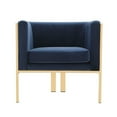 thumbnail image 2 of Manhattan Comfort Paramount Velvet Accent Armchair in Blue/Polished Brass, 2 of 5