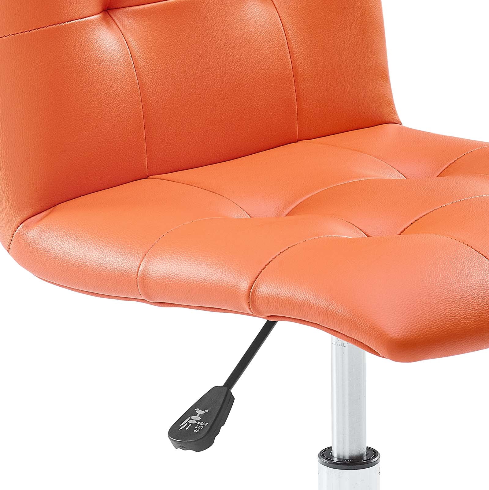 Modway Prim Modern Faux Leather Armless Mid Back Office Chair in Orange