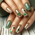 thumbnail image 4 of 24pcs St.Patrick's Fake Nail for Women Girl,Green Leprechaun Glitter Press on Nails,Reusable Spring Daily Wear False Nails,Long Coffin Acrylic Glossy Glue on Nails for Holiday Engagement Party, 4 of 6
