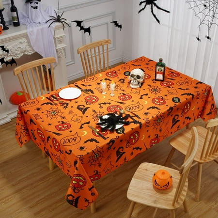 

CAROMIO Halloween Tablecloth Spider Web and Pumpkin Table Cloth Bat Cobweb and Ghost Waterproof Tablecloths Halloween Table Decorations Rectangle 60 x 102inch Orange 60 *102