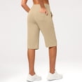 thumbnail image 4 of Yoga Pants With Pockets For Women Womens Long Shorts With Pockets High Waisted Athletic Casual Shorts For Women Athletic Seamless Summer Yoga Shorts Khaki XL, 4 of 7