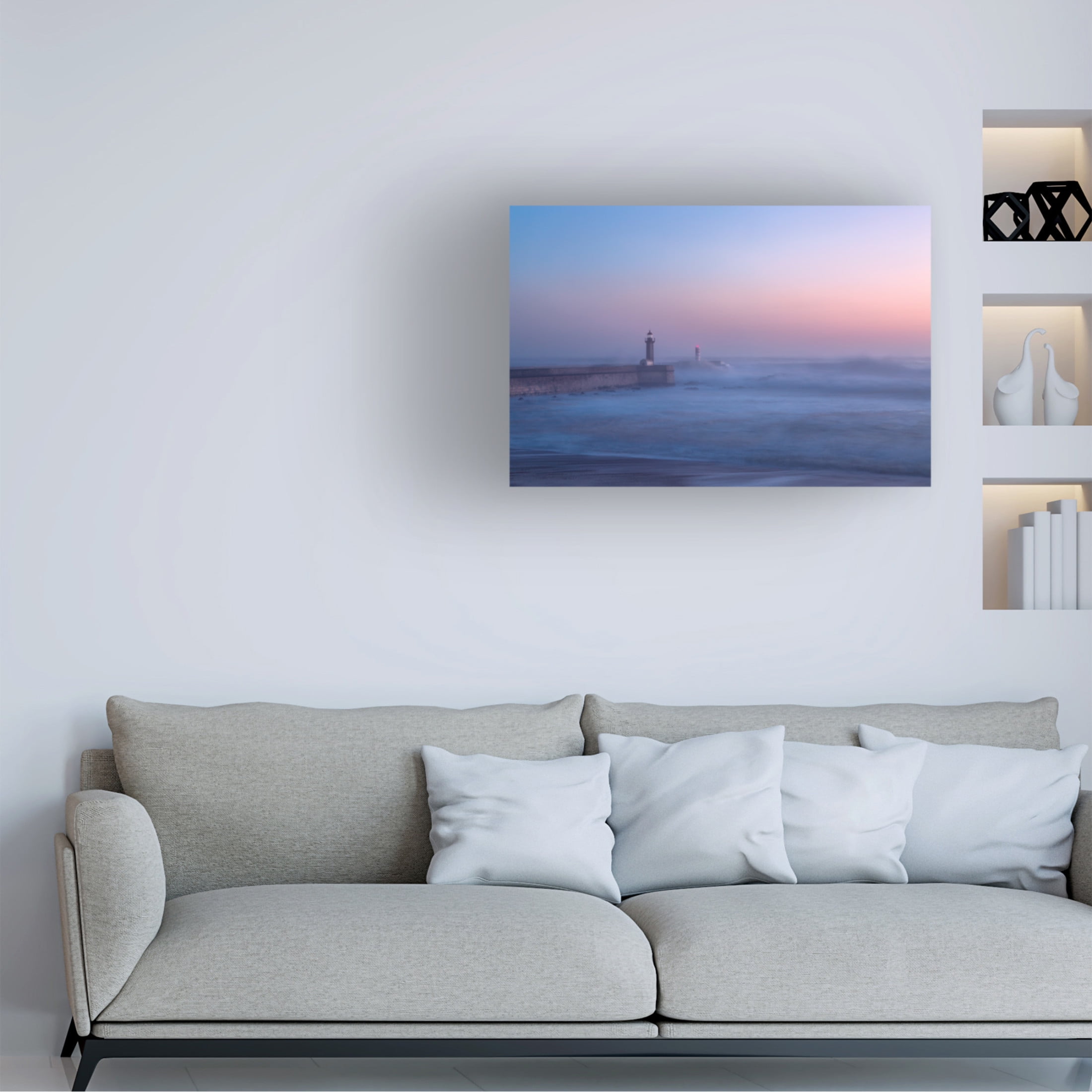 Canvas Wall Art - Adrian Nunez 'Lighthouse In Porto, Portugal ' Wall Art for Living Room, Bedroom, or Office D?cor by Trademark Fine Art - 19 x 12 Inches