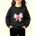 thumbnail image 2 of Toddler Girls Sweatshirt Cotton Crew Neck Bow Graphic Fall Winter Pullover, 2 of 5