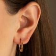 thumbnail image 2 of 14K Tri Color Gold Textured Hoop Earrings, 2 of 3