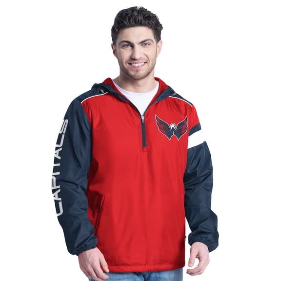 Men's G-III Sports by Carl Banks Red/Navy Washington Capitals Lateral Half-Zip Hoodie Jacket