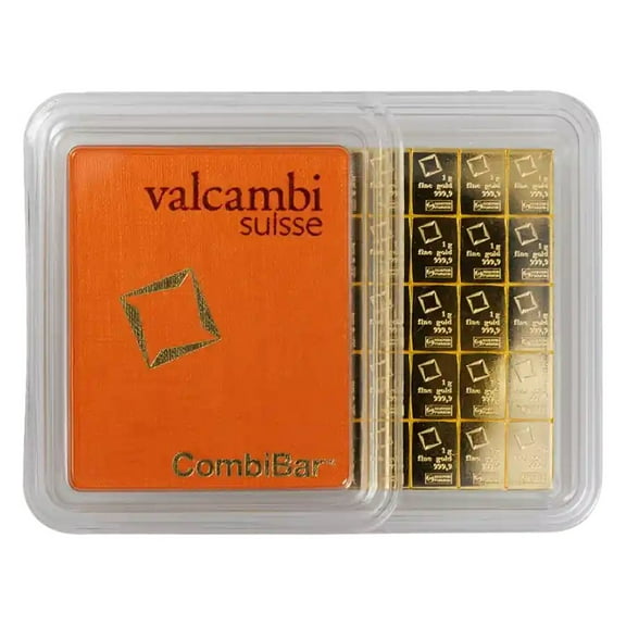 50 x 1 gram Gold Valcambi CombiBar™ w/ Assay Card
