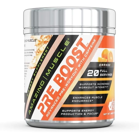 Amazing Muscle Pre-Workout with Caffeine Maximum Energy (Orange) - 14.10 Oz