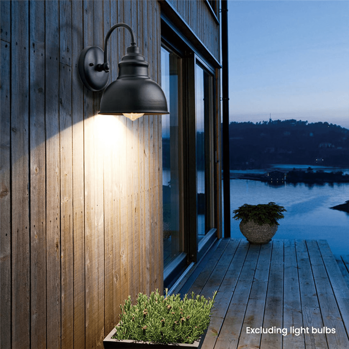2X Vintage Wall Sconce Gooseneck Barn Flat Light Industrial Vintage Farmhouse Wall Sconce Outdoor Waterproof (Black)