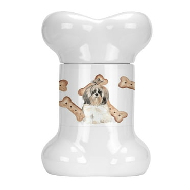 Carolines Treasures CK2331BSTJ Shih Tzu Bone Shaped Treat Jar  multicolor
