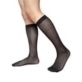 thumbnail image 3 of Spencer 2-Pack Men's Socks Mid-Calf Crew Socks Lightweight Causal Business Socks Nylon Patterned Thin Dress Socks, Black, 3 of 9