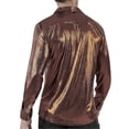 thumbnail image 3 of SHTXOZHI Mens Disco Shirt Long Sleeve Button Down Vintage Sequin Metallic Party Shirt Top, 3 of 4