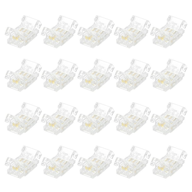 Uxcell 20 Pcs Conector de Tira LED 3 Pines 0.69'' x 0.38'' Conectores para Adaptador de Luz LED Sin Soldadura