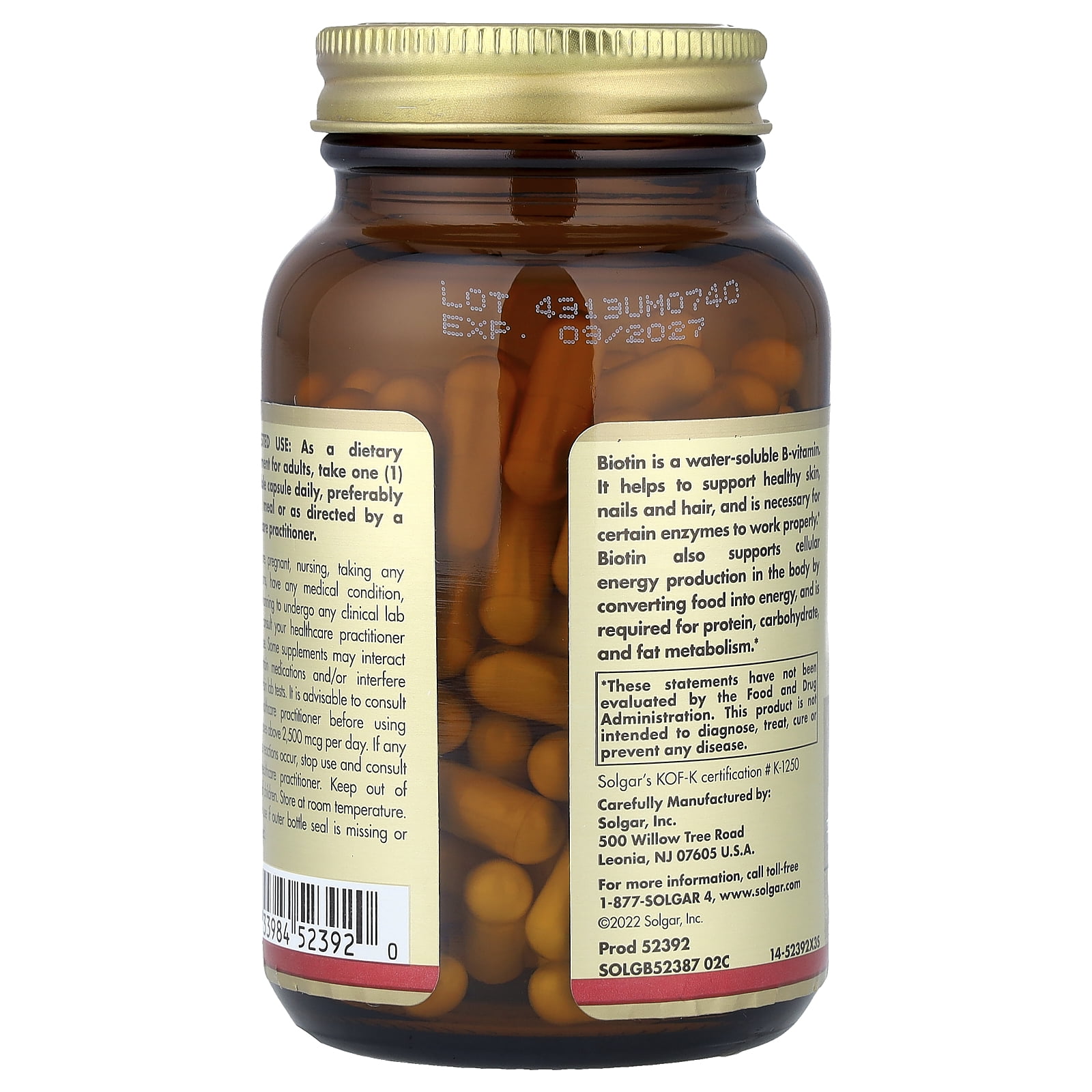 Solgar Biotin, Super High Potency , 10,000 mcg, 120 Vegetable Capsules