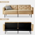 thumbnail image 7 of Mxfurhawa Futon Sofa Bed, 74" Convertible Sleeper Couch, Upholstered Loveseat with Adjustable Back, Arms and Metal Legs, Memory Foam Cushion, Suit for Living Room Office (Velvet - Beige), 7 of 7