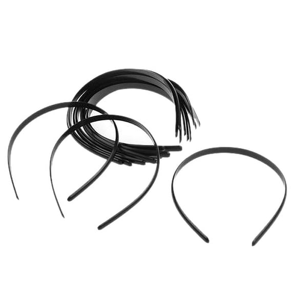 UNOMOR 12Pcs Black Headbands for Women Plastic DIY Accessory No Teeth for Evening Dress