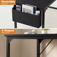 thumbnail image 5 of edx 63" Home Office Desk, Computer Desk with Storage Bag & Hook, Waterproof Top & Metal Frame, Modern Simple Study Writing Table for Bedroom, Black, 5 of 8