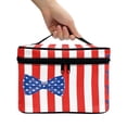 thumbnail image 3 of HELLHERO USA Flag with Bow Portable Cosmetic Bags with Brush Slots Portable Cosmetic Bag Organizer Home Office Desktop, 3 of 4