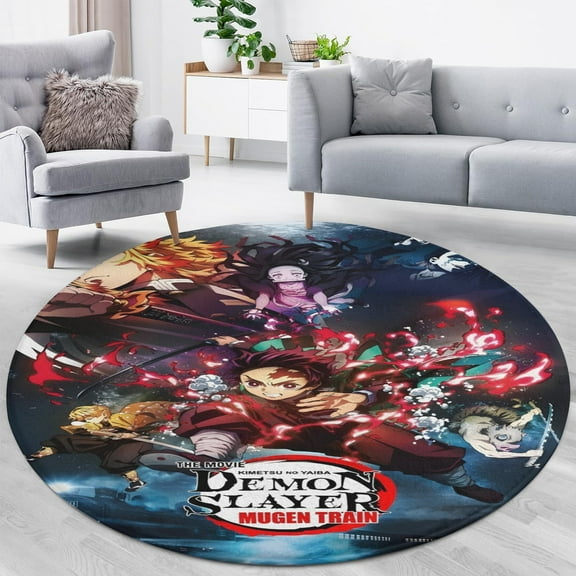 Demon Slayer: Kimetsu no Yaiba Round Floor Mat– Cozy, Durable, Decor-Ready.80x80cm,31.5" × 31.5"