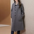 thumbnail image 4 of Women's Long Trench Coat Single Breasted Lapel Collar Wool Blend Jacket with Pockets Winter Casual Overcoat (2XL, Gray), 4 of 6