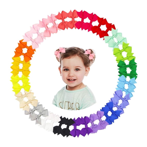 BZCOE 40Pcs Baby Hair Accessories-3" Tiny Grosgrain Ribbon Bows with Alligator Clips