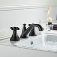 thumbnail image 4 of Grifo para lavabo de baño, 2 manijas, montaje de 3 orificios, lavabo para adaptarse a grifo de baño de 8-16 pulgadas, negro mate, 4 of 5