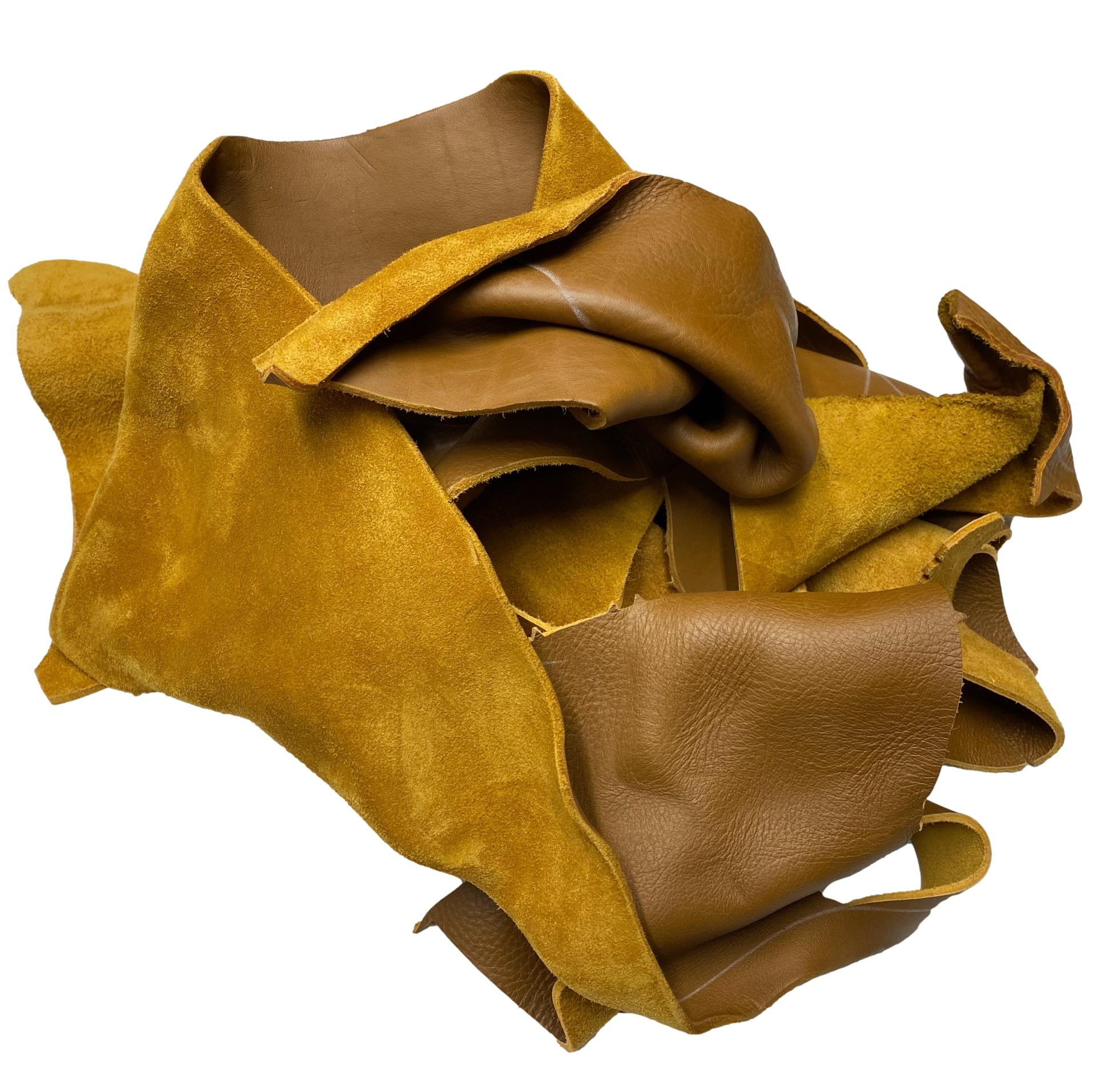 Brown Leather Pieces - 5 lb Bundle - 7 to 8 oz Cowhide Rustic Leather Pieces