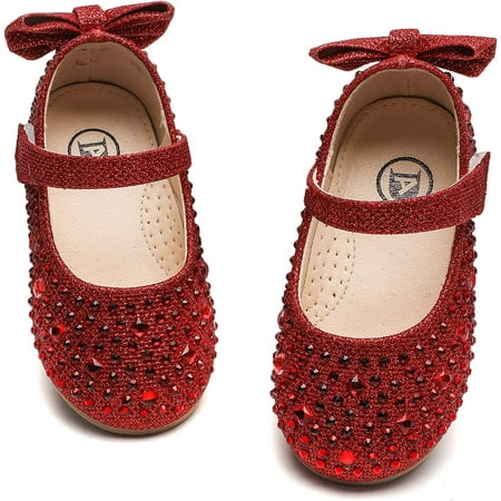 

Girls Dress Shoes Princess Glitter Rhinestone Mary Jane Ballerina Flats Party School Shoes Wedding Flower Girl (Toddler/Little Girl/Big Kid)
