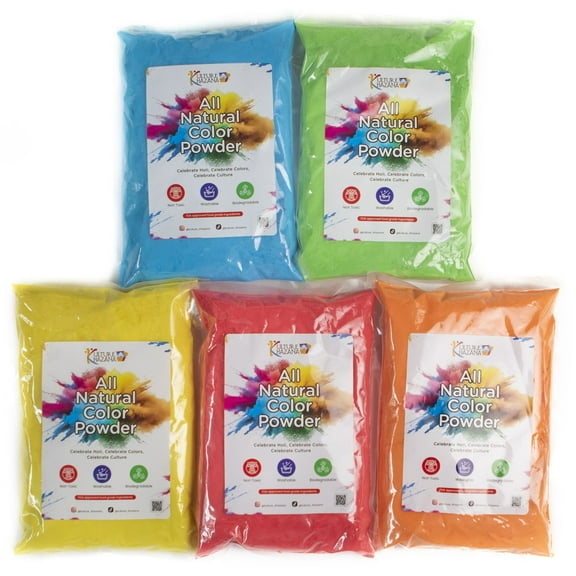 5 Pack Holi Color Powder 1 lb Bags