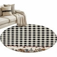 thumbnail image 2 of Farmhouse Round Area Rug 4 FT, Non Slip Indoor Outdoor Rug, American Country Star Barn Black Plaid Berry Washable Circular Carpet Non-Shedding Floor Mat for Coffee Table Nursery Foyer Balcony, 2 of 9