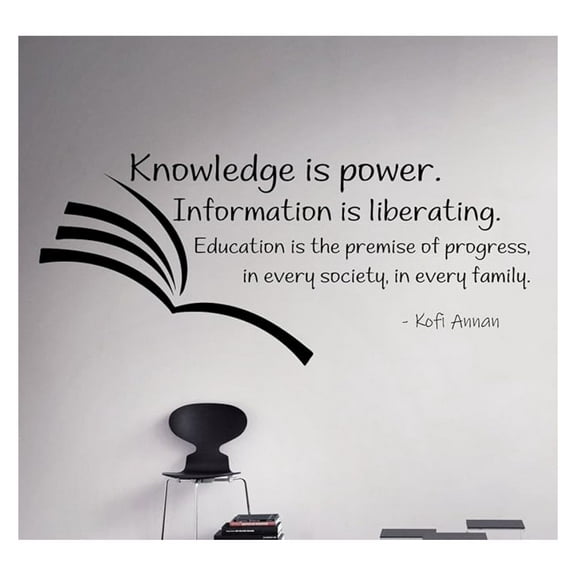 Knowledge is Power Wall Decal Vinyl Sticker - Motivational Quotes for Classroom, Office, School, Students - Educational Wall Art Decor 9(nwg)