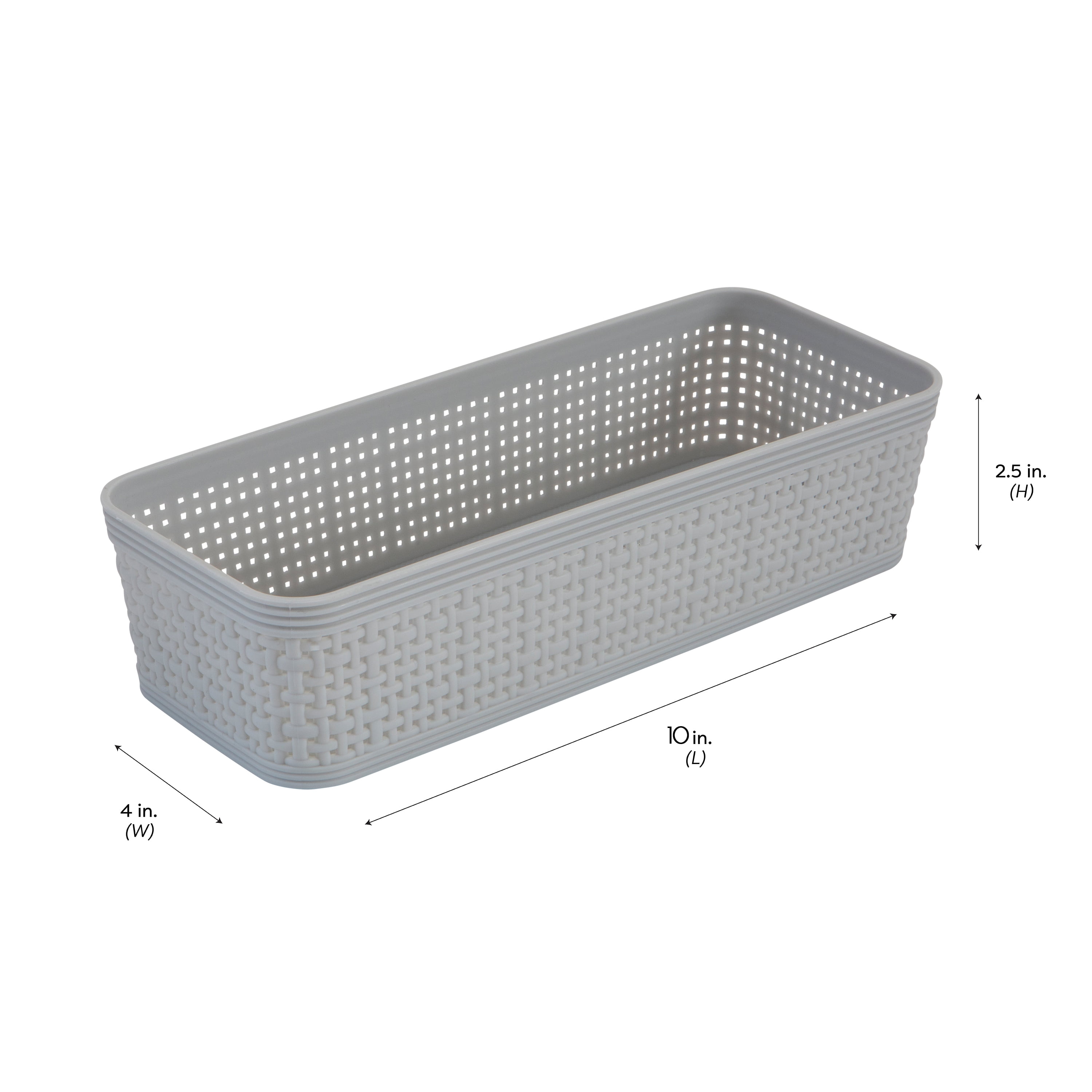 Eslite Plastic Storage Baskets for Organizing,11.42x9x4.7,pack of 4 (Grey)