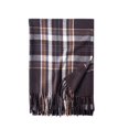 thumbnail image 3 of Bufanda de cachemira con borlas, chal a cuadros en invierno, bufanda cálida gruesa de longitud media para mujer, marrón y negro, 3 of 4