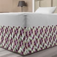 thumbnail image 1 of Botanical Bed Skirt, Rows of Purplish Flowers with Fresh Leaves Diagonally Aligned on White Backdrop, Elastic Bedskirt Dust Ruffle Wrap Around for Bedding Decor, 4 Sizes, Multicolor, by Ambesonne, 1 of 2