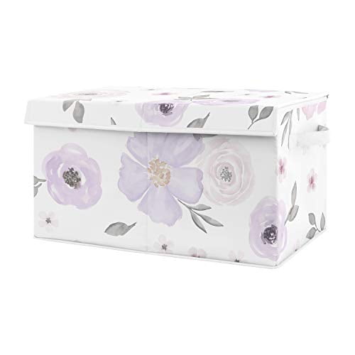 Sweet Jojo Designs Purple Watercolor Floral Girl Small Fabric Toy Bin Storage Box Chest for Baby Nursery or Kids Room Lavender Pink and Grey Shabby Chic Rose Flower Walmart