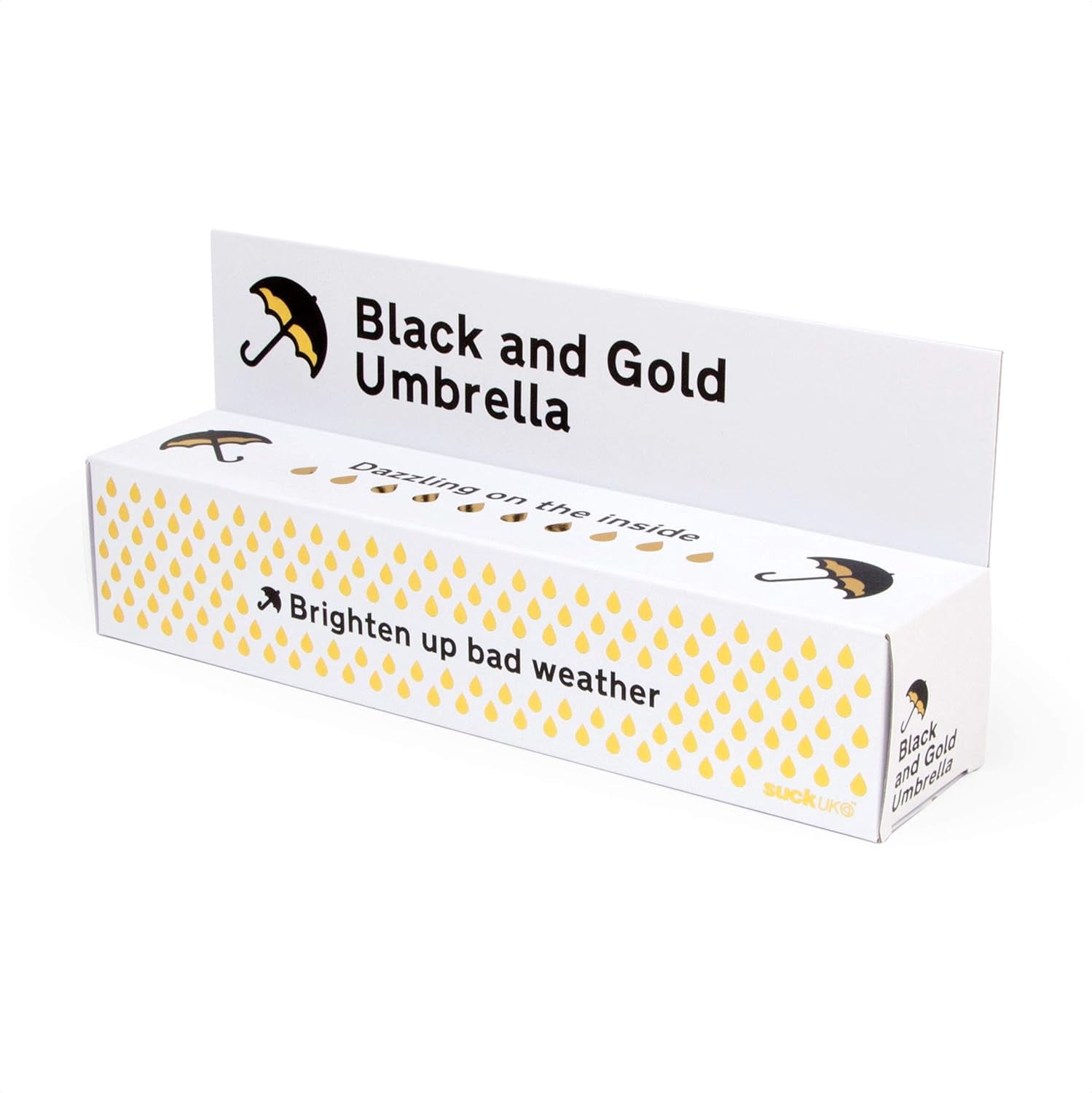 Suck UK Black And Gold Windproof Umbrella | Travel Umbrella | Lightweight Compact Umbrella | Folding Umbrella | Manual Telescope Umbrella | Strong Umbrella | Handbag Essentials