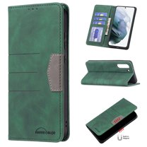 Allytech Wallet Case for Samsung Galaxy S21 FE(5G), Slim Premium PU Leather Folio Flip Kickstand Card Slots Shockproof Magnetic Anti-Scratch Bumper Shell Case for Galaxy S21 FE 6.4 inch 2022, Green