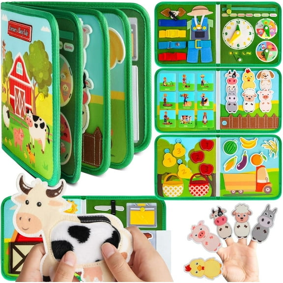 Farm Busy Book Learning Toys for Toddlers 1-3 Year Old Boys Girls - Montessori Toys Gifts for Toddlers Travel Toys