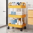 thumbnail image 4 of 3 Tier Rolling Cart, Utility Cart on Wheels, Multi-Functional Storage Organizer with Handle, for Kitchen, Living Room, Bathroom, Bedroom, Office, Snack, Cosmetics, Toiletries, 4 of 7