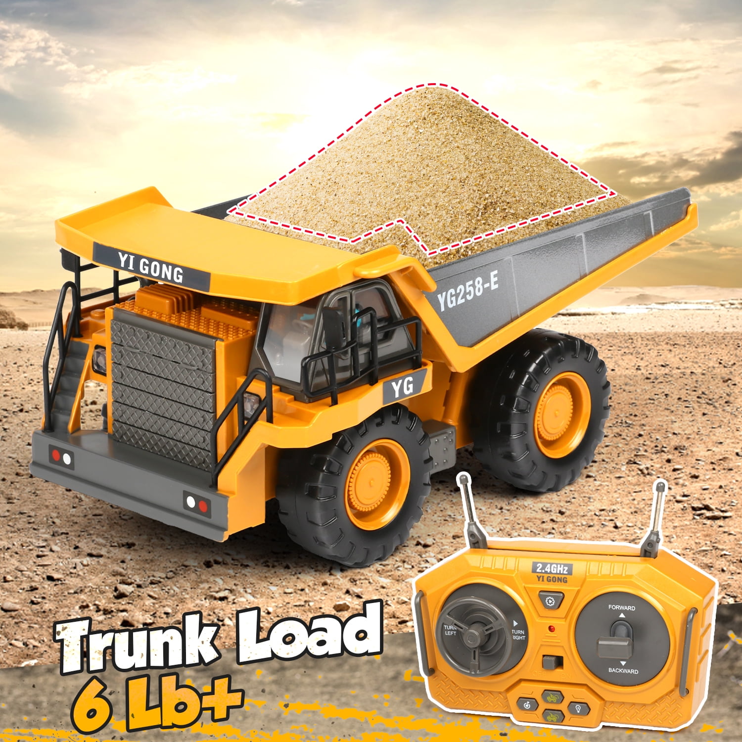 Freecat Remote Control Dump Truck, 1:20 Remote control trucks for kids boys 8-12, RC Construction Vehicles Toys W/Light Sound, Birthday Christmas Gifts for Boys Ages 3 4 5 6 7 8+.
