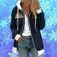 thumbnail image 1 of Veste Mode Femme Noël Mode Femme Chandail à Fermeture Éclair Col en V Manches Longues Blouse à Capuche Chandail en Molleton Veste Femme en Liquidation, 1 of 1