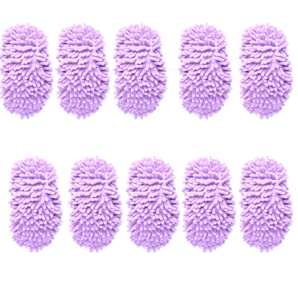 Purple Pair of Microfiber Dust Mop Slippers Shoes Floor Easy Cleaning Shoe Covers for Bathroom Office Kitchen by TheBigThumb 