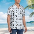 thumbnail image 3 of Fuzoiu penguin tree star Print Hawaiian Shirt for Men, Summer Beach Casual Short Sleeve Button Down Shirts, Men’s Beach Summer Shirts with Pocket,XX-Large, 3 of 7